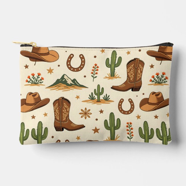 Western country theme with cactus accessory pouch (Front)
