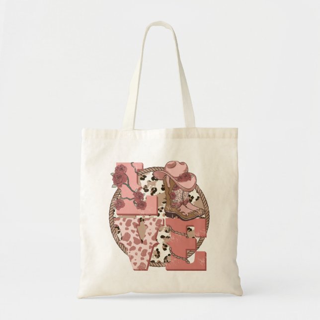 Western Country Valentine's Day Love Tote Bag (Front)