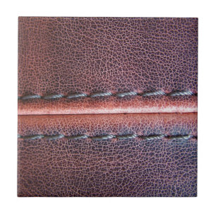 western country Weathered brown stitched leather Tile