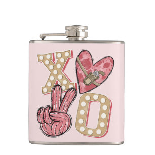 Western Country Xoxo Hugs and Kisses Hip Flask