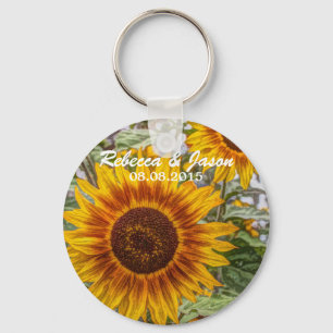 western country yellow sunflower wedding key ring