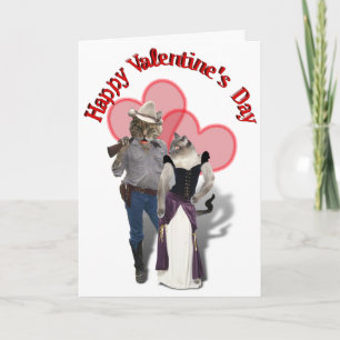 Western Couple Cowboy Cat Holiday Card