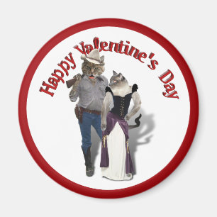 Western Couple Cowboy Cat Magnet