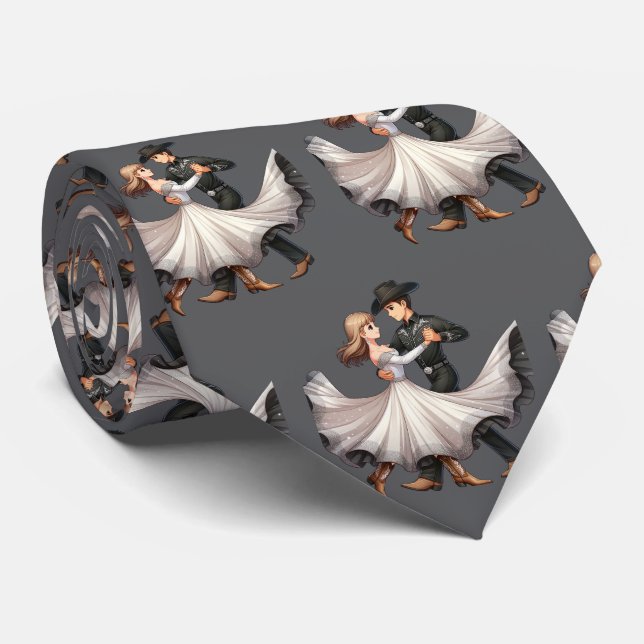 Western Couple Dancing Waltz  Tie (Rolled)