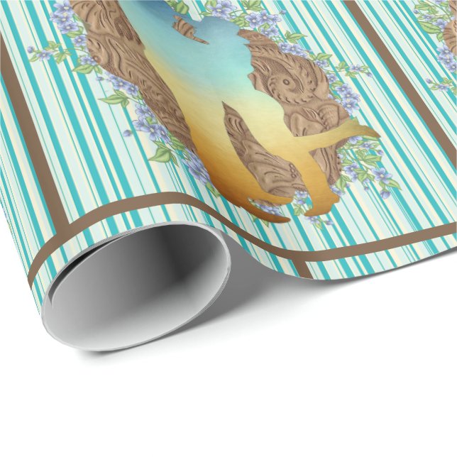 Western  Couple On Leather And Stripe Background Wrapping Paper (Roll Corner)