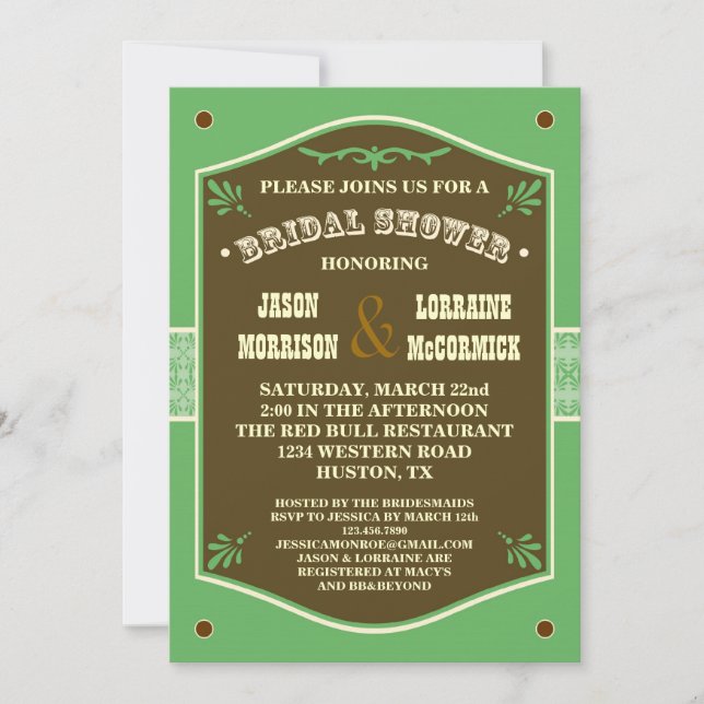 Western Couple's Bridal Shower Invitation (Front)