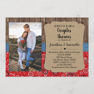 Western couples shower country chic wedding invitation