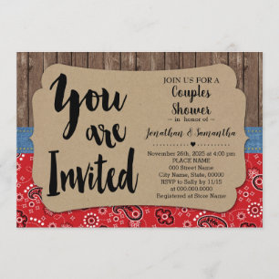 Western couples shower country wedding invitation