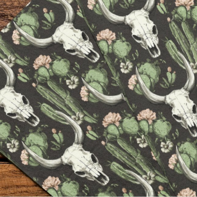 Western Cow Skull and cactus Tissue Paper (Creator Uploaded)
