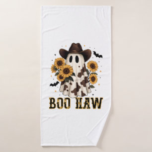 Western Cow Spot Spooky Ghost Boo Haw Bath Towel