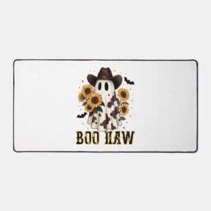 Western Cow Spot Spooky Ghost Boo Haw Desk Mat