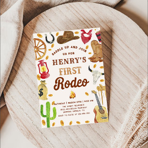 Western Cowboy 1st Rodeo Birthday Party Invitation