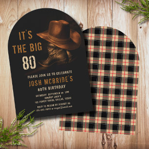 Western Cowboy 80th Birthday for Him Invitation