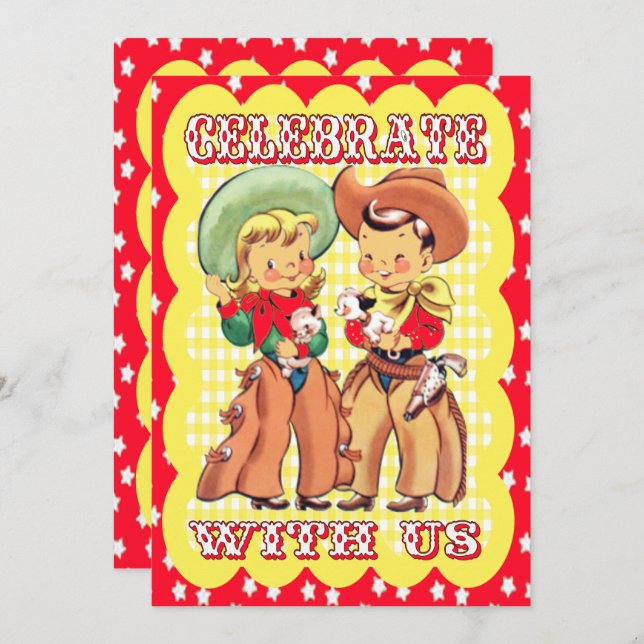 Western Cowboy And Cowgirl Party Invitation (Front/Back)