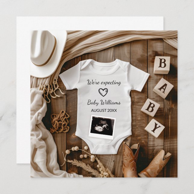 Western Cowboy Baby Announcement (Front/Back)