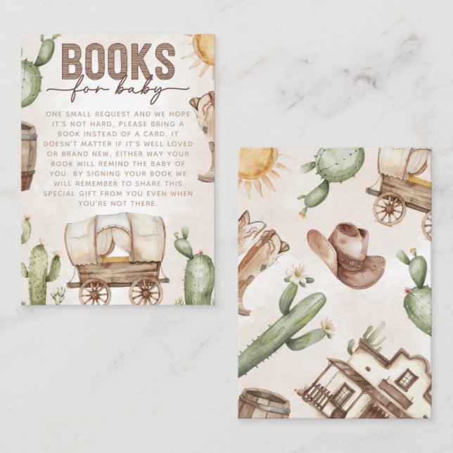 Western Cowboy Baby Shower Book Request Enclosure Card (Front/Back)