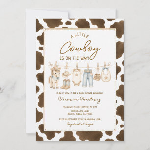 Western Cowboy Baby Shower Clothesline Invitation