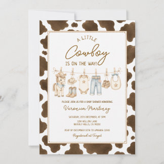 Western Cowboy Baby Shower Clothesline Invitation