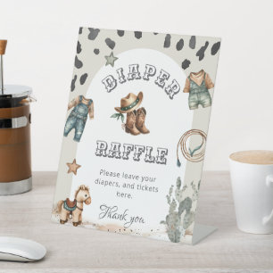 Western Cowboy Baby Shower Diaper Station Pedestal Sign