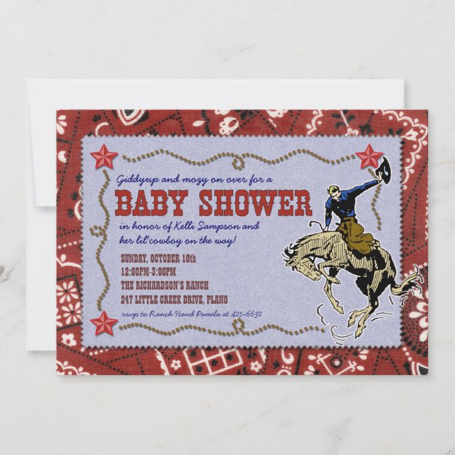 Western Cowboy Baby Shower Invitation (Front)