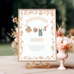 Western Cowboy Baby Shower Pacifier Hunt Poster