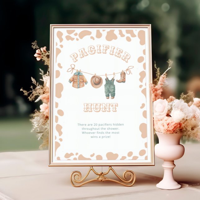 Western Cowboy Baby Shower Pacifier Hunt Poster (Creator Uploaded)