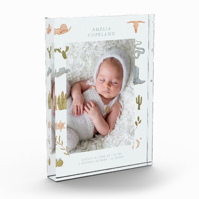 Western Cowboy Baby Vertical Photo Keepsake  (Left)