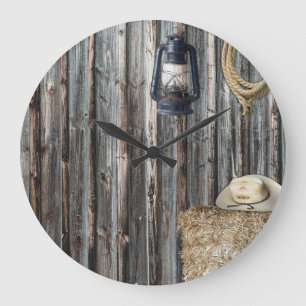 Western Cowboy Barn Large Clock