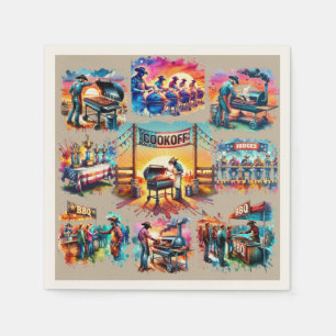 Western Cowboy BBQ Cookoff Scenes 1 Napkin