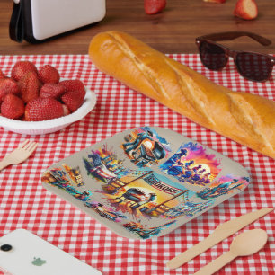 Western Cowboy BBQ Cookoff Scenes 1 Paper Plate
