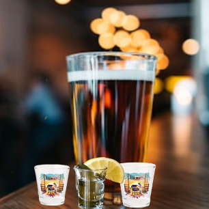 Western Cowboy BBQ Cookoff Scenes Custom Shot Glass