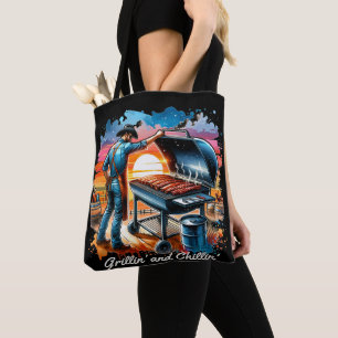 Western Cowboy BBQ Grillin' and Chillin' Tote Bag