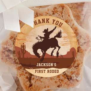 Western Cowboy Birthday Party Classic Round Sticker