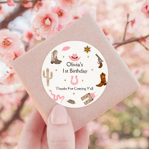 Western Cowboy Birthday Party Classic Round Sticker