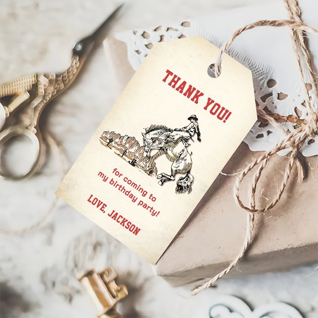  Western Cowboy Birthday Party  Gift Tags (Creator Uploaded)