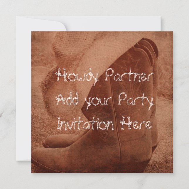 Western Cowboy Birthday Party Invitation (Front)