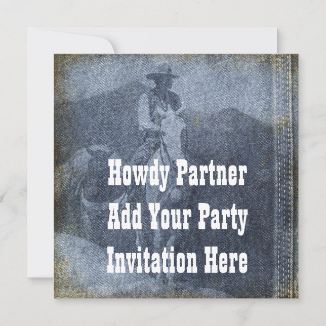 Western Cowboy Birthday Party Invitation (Front)