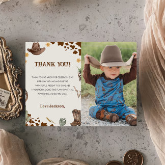 Western Cowboy Birthday Party Photo Thank You Card