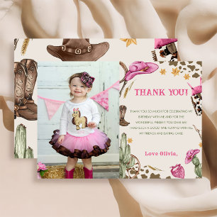 Western Cowboy Birthday Party Photo Thank You Card