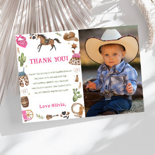 Western Cowboy Birthday Party Photo Thank You Card