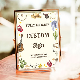 Western Cowboy Birthday Party Table Sign