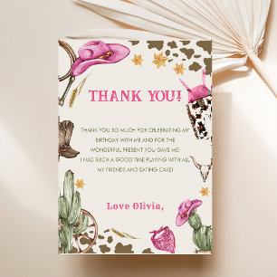 Western Cowboy Birthday Party Thank You Card