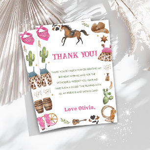 Western Cowboy Birthday Party Thank You Card