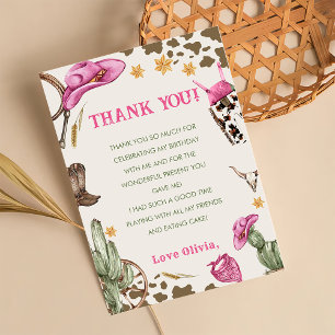 Western Cowboy Birthday Party Thank You Card