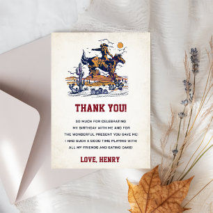 Western Cowboy Birthday Party Thank You Card