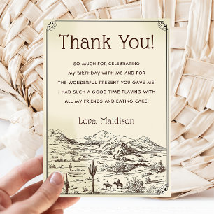 Western Cowboy Birthday Party Thank You Card
