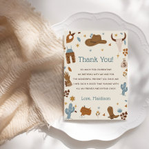 Western Cowboy Birthday Party Thank You Card