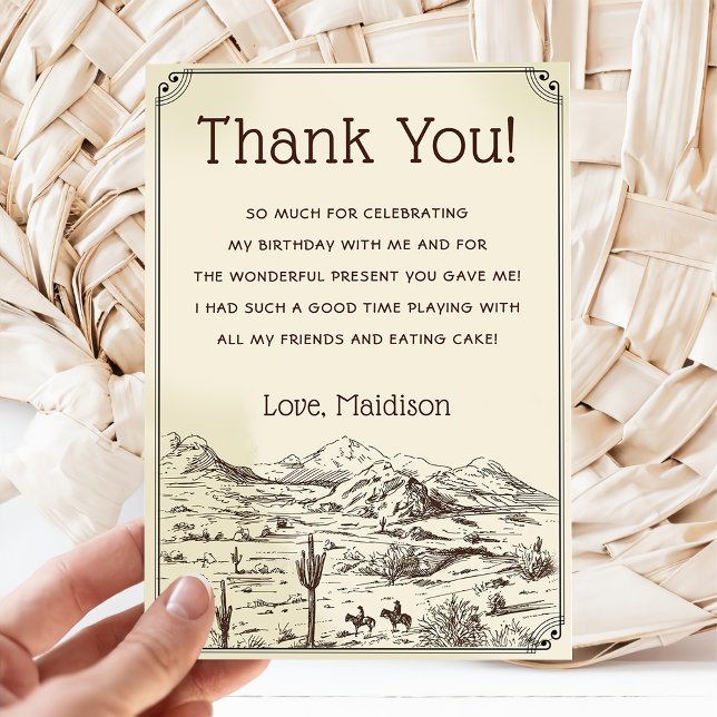 Western Cowboy Birthday Party Thank You Card (Creator Uploaded)