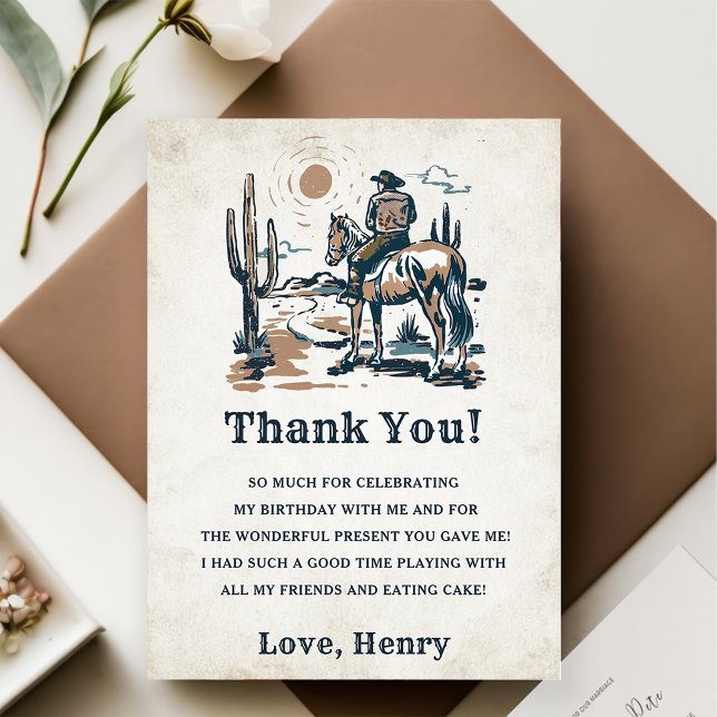Western Cowboy Birthday Party Thank You Card (Creator Uploaded)