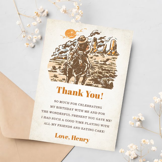 Western Cowboy Birthday Party Thank You Card (Creator Uploaded)